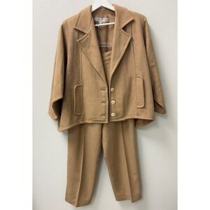 Vintage Strawberry Plant Los Angeles Wool‎ Blend Herringbone Pant Suit Medium
